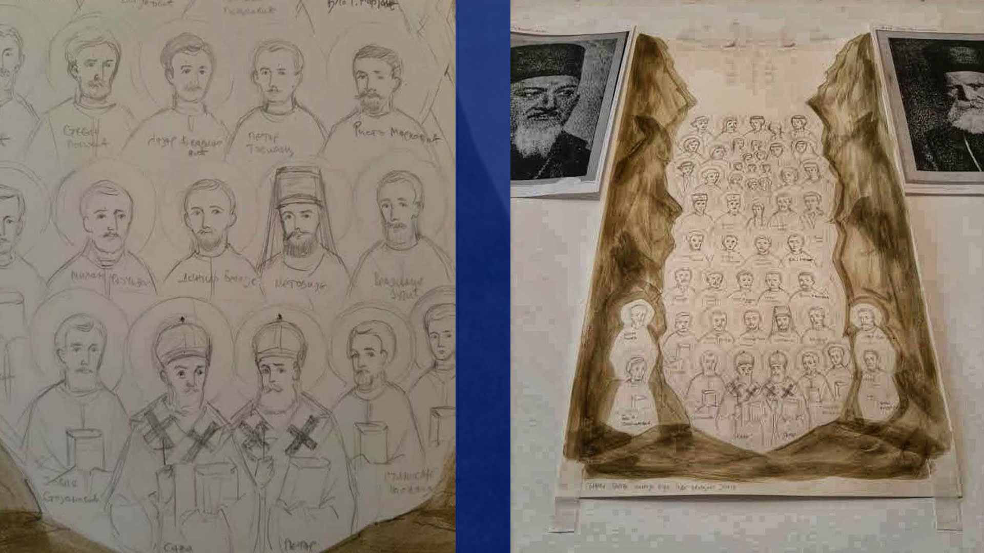 Свети Јадовнички мученици цртеж прорис за икону
